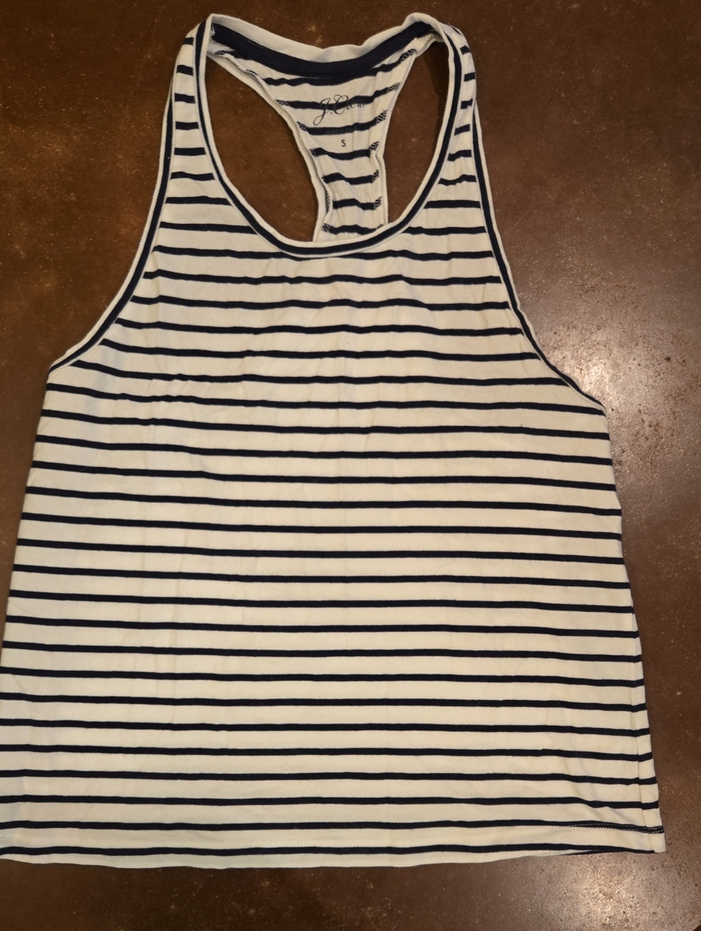 J Crew Striped Racerback Tank Top - White & Navy